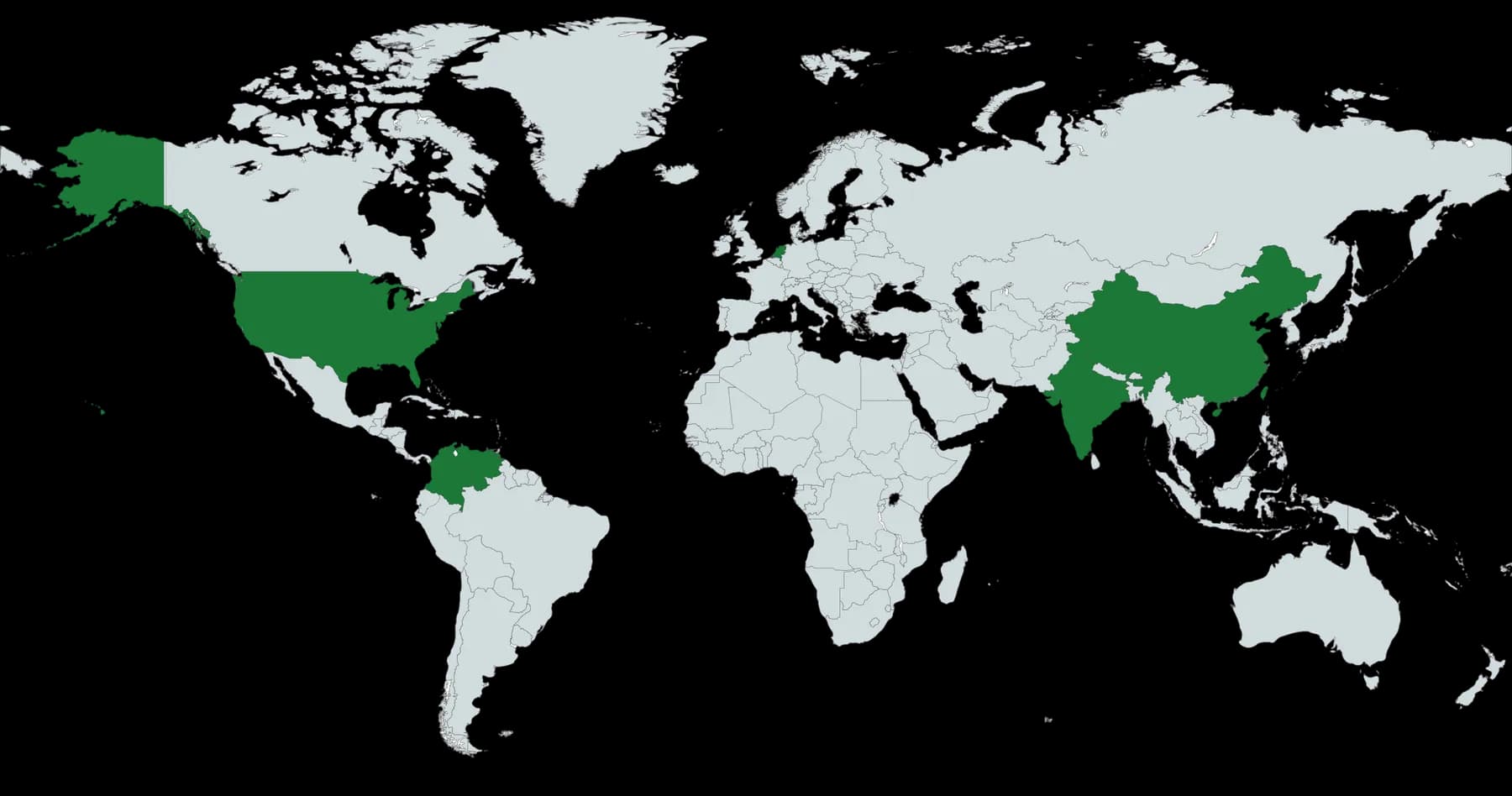 Mapa con los mercados de destino de CFS en Norteamérica y Asia